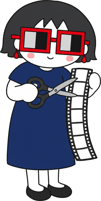 フィルムを切り抜く、くらげのキャラクター