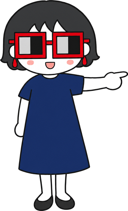 指さしで案内する、くらげのキャラクター